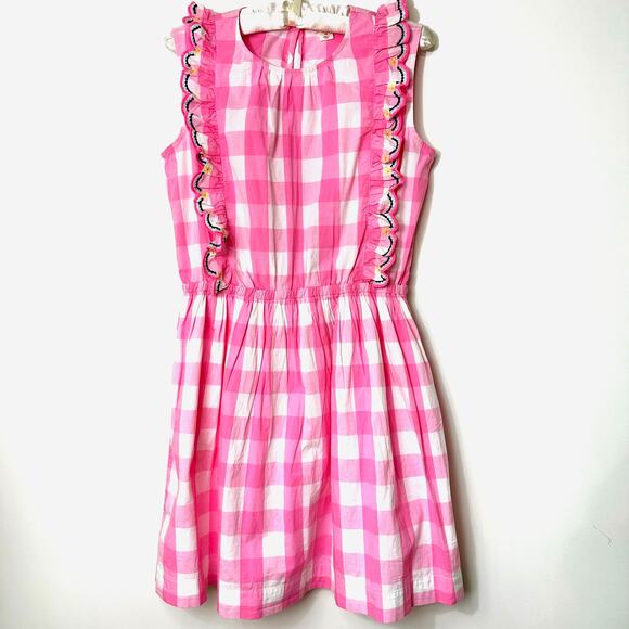 CREWCUTS Ruffle Trim Pink Gingham Party Dress NWT 16 Girls - Picture 2 of 12